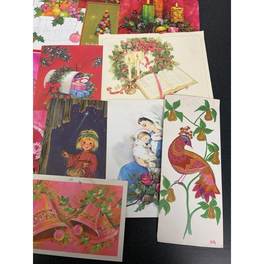 Vintage MCM Christmas Cards Fronts ONLY Mid Century Scrapbooking Crafts 50+